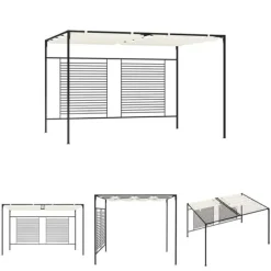 Outlet The Living Store havepavillon med udtrækkeligt tag 3x4x2,3 m 180 g/m² creme - Festtelte & havepavilloner Buer, Spalier, Lysthuse Uden Tag