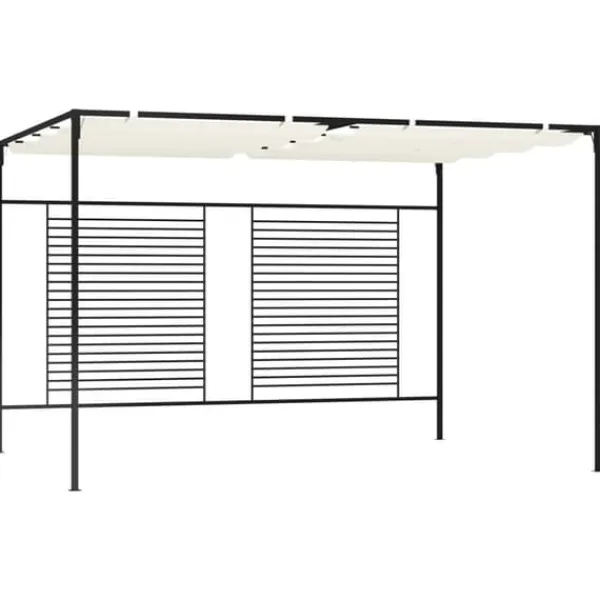 Outlet The Living Store havepavillon med udtrækkeligt tag 3x4x2,3 m 180 g/m² creme - Festtelte & havepavilloner Buer, Spalier, Lysthuse Uden Tag