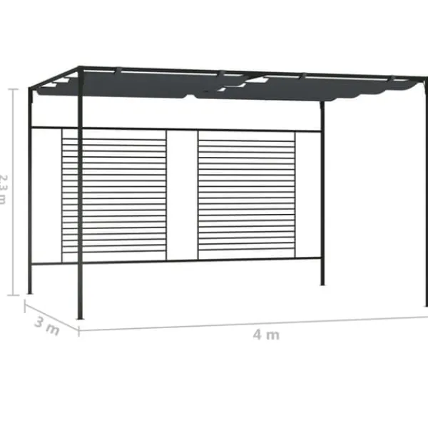Sale The Living Store havepavillon med udtrækkeligt tag 4x3x2,3 m 180 g/m² antracit - Festtelte & havepavilloner Buer, Spalier, Lysthuse Uden Tag