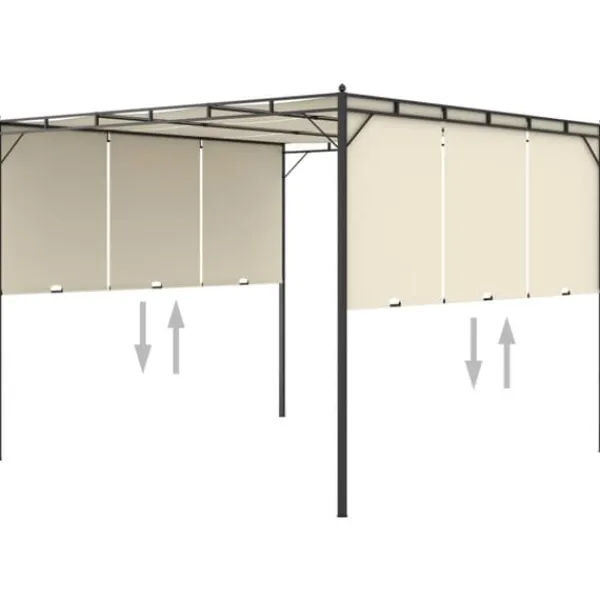 Sale The Living Store havepavillon med gardin 3x3x2,25m cremefarvet - Festtelte & havepavilloner Buer, Spalier, Lysthuse Uden Tag