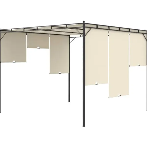 Sale The Living Store havepavillon med gardin 3x3x2,25m cremefarvet - Festtelte & havepavilloner Buer, Spalier, Lysthuse Uden Tag