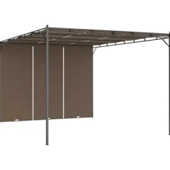 Buer, Spalier, Lysthuse Uden Tag^The Living Store havepavillon med sidegardin 4x3x2,25 m gråbrun - Festtelte & havepavilloner