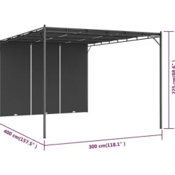 Buer, Spalier, Lysthuse Uden Tag^The Living Store havepavillon med gardin 4x3x2,25 m antracitgrå - Festtelte & havepavilloner