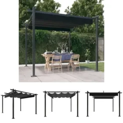 Buer, Spalier, Lysthuse Uden Tag^The Living Store havepavillon med sammenrulleligt tag 3x3 m antracitgrå - Festtelte & havepavilloner