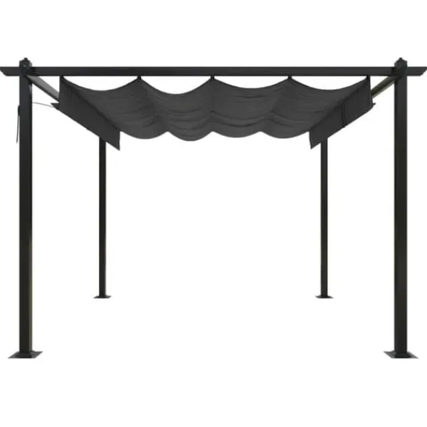 Buer, Spalier, Lysthuse Uden Tag^The Living Store havepavillon med sammenrulleligt tag 3x3 m antracitgrå - Festtelte & havepavilloner
