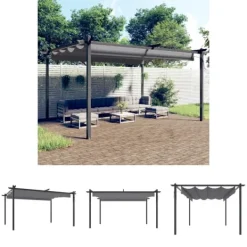 Discount The Living Store havepavillon med sammenrulleligt tag 4x3 m antracitgrå - Festtelte & havepavilloner Buer, Spalier, Lysthuse Uden Tag