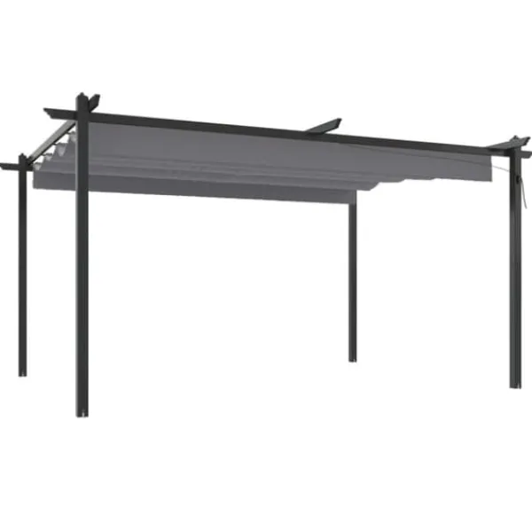 Discount The Living Store havepavillon med sammenrulleligt tag 4x3 m antracitgrå - Festtelte & havepavilloner Buer, Spalier, Lysthuse Uden Tag