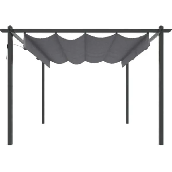 Discount The Living Store havepavillon med sammenrulleligt tag 4x3 m antracitgrå - Festtelte & havepavilloner Buer, Spalier, Lysthuse Uden Tag