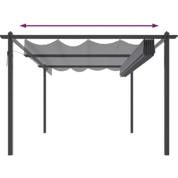 Discount The Living Store havepavillon med sammenrulleligt tag 4x3 m antracitgrå - Festtelte & havepavilloner Buer, Spalier, Lysthuse Uden Tag
