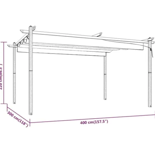 Discount The Living Store havepavillon med sammenrulleligt tag 4x3 m antracitgrå - Festtelte & havepavilloner Buer, Spalier, Lysthuse Uden Tag