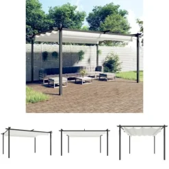 Discount The Living Store havepavillon med sammenrulleligt tag 4x3 m cremefarvet - Festtelte & havepavilloner Buer, Spalier, Lysthuse Uden Tag