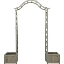 Buer, Spalier, Lysthuse Uden Tag^The Living Store havepergola med plantekasse massivt fyrretræ grå - Havebuer, espalierer & pergolaer