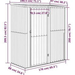 Hot The Living Store haveskur 180,5x97x209,5 galvaniseret stål antracitgrå - Skure & Redskabsskure Skure, Garager & Carports