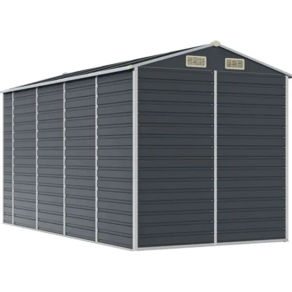 Skure, Garager & Carports^The Living Store haveskur 191x385x198 cm galvaniseret stål antracitgrå - Skure & Redskabsskure