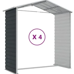 Skure, Garager & Carports^The Living Store haveskur 191x385x198 cm galvaniseret stål antracitgrå - Skure & Redskabsskure
