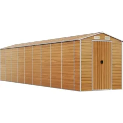 The Living Store haveskur 191x810x198 cm galvaniseret stål lysebrun - Skure & Redskabsskure Skure, Garager & Carports