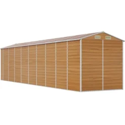 The Living Store haveskur 191x810x198 cm galvaniseret stål lysebrun - Skure & Redskabsskure Skure, Garager & Carports