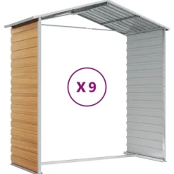 The Living Store haveskur 191x810x198 cm galvaniseret stål lysebrun - Skure & Redskabsskure Skure, Garager & Carports