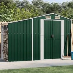 New The Living Store haveskur 277x93x179 cm galvaniseret stål grøn - Skure & Redskabsskure Skure, Garager & Carports