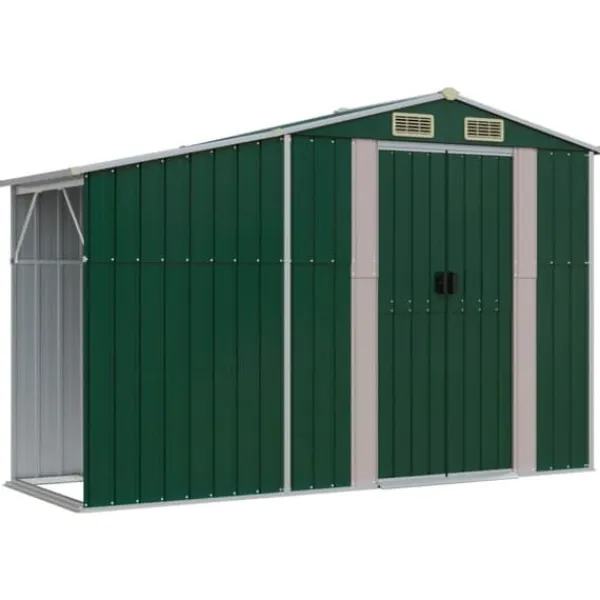 New The Living Store haveskur 277x93x179 cm galvaniseret stål grøn - Skure & Redskabsskure Skure, Garager & Carports