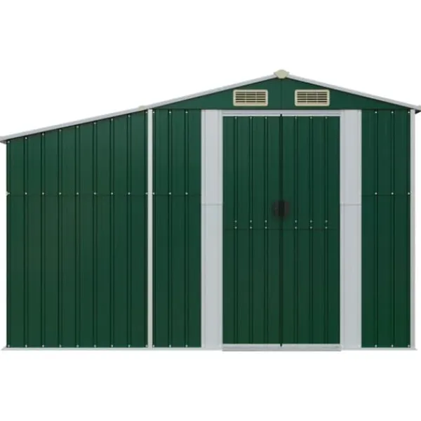 New The Living Store haveskur 277x93x179 cm galvaniseret stål grøn - Skure & Redskabsskure Skure, Garager & Carports