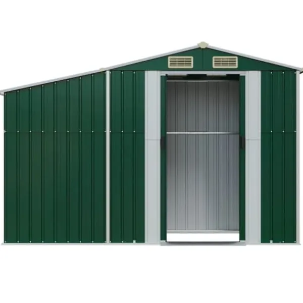 New The Living Store haveskur 277x93x179 cm galvaniseret stål grøn - Skure & Redskabsskure Skure, Garager & Carports