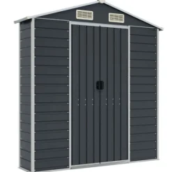 Best The Living Store haveskur 191x810x198 cm galvaniseret stål antracitgrå - Skure & Redskabsskure Skure, Garager & Carports