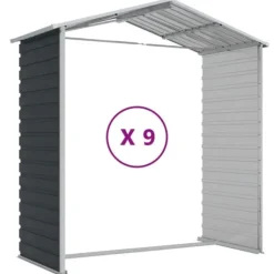 Best The Living Store haveskur 191x810x198 cm galvaniseret stål antracitgrå - Skure & Redskabsskure Skure, Garager & Carports