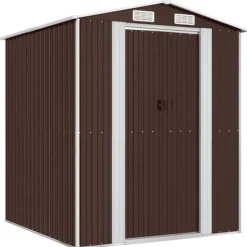 Skure, Garager & Carports^The Living Store haveskur 192x191x223 cm galvaniseret stål mørkebrun - Skure & Redskabsskure