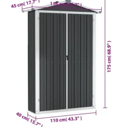 Skure, Garager & Carports^The Living Store haveskur 116x45x175 cm galvaniseret stål antracitgrå - Skure & Redskabsskure