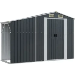 Discount The Living Store haveskur 277x93x179 cm galvaniseret stål antracitgrå - Skure & Redskabsskure Skure, Garager & Carports