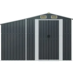 Discount The Living Store haveskur 277x93x179 cm galvaniseret stål antracitgrå - Skure & Redskabsskure Skure, Garager & Carports