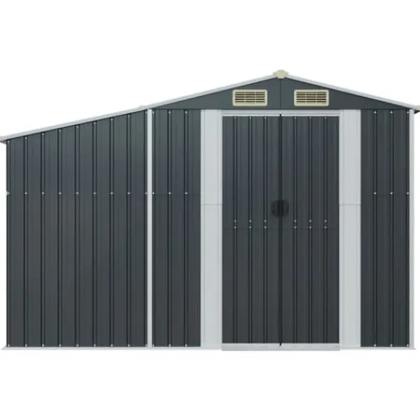 Discount The Living Store haveskur 277x93x179 cm galvaniseret stål antracitgrå - Skure & Redskabsskure Skure, Garager & Carports