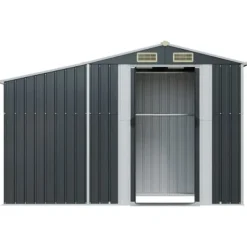 Discount The Living Store haveskur 277x93x179 cm galvaniseret stål antracitgrå - Skure & Redskabsskure Skure, Garager & Carports