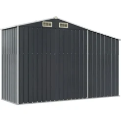 Discount The Living Store haveskur 277x93x179 cm galvaniseret stål antracitgrå - Skure & Redskabsskure Skure, Garager & Carports