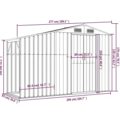 Discount The Living Store haveskur 277x93x179 cm galvaniseret stål antracitgrå - Skure & Redskabsskure Skure, Garager & Carports