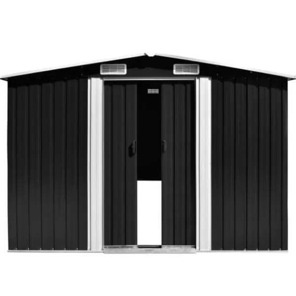 Skure, Garager & Carports^The Living Store haveskur 257x997x178 cm galvaniseret stål antracitgrå - Skure & Redskabsskure