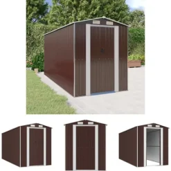 Skure, Garager & Carports^The Living Store haveskur 192x440x223 cm galvaniseret stål mørkebrun - Skure & Redskabsskure