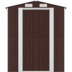 Skure, Garager & Carports^The Living Store haveskur 192x440x223 cm galvaniseret stål mørkebrun - Skure & Redskabsskure