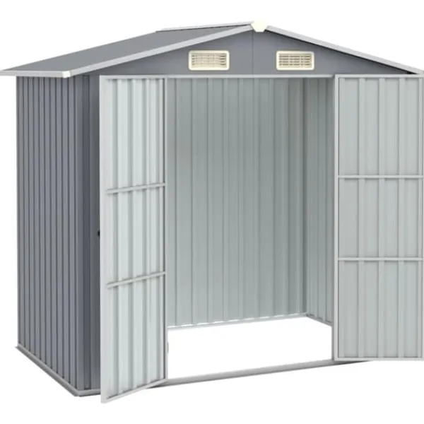 Skure, Garager & Carports^The Living Store haveskur 205x129x183 cm galvaniseret stål grå - Skure & Redskabsskure