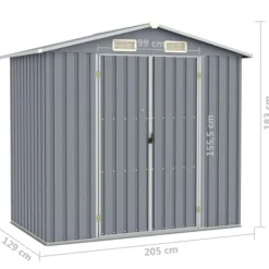 Skure, Garager & Carports^The Living Store haveskur 205x129x183 cm galvaniseret stål grå - Skure & Redskabsskure
