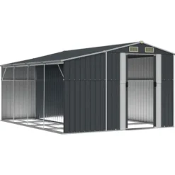 Skure, Garager & Carports^The Living Store haveskur 191x555x198 cm galvaniseret stål antracitgrå - Skure & Redskabsskure