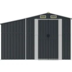 Skure, Garager & Carports^The Living Store haveskur 191x555x198 cm galvaniseret stål antracitgrå - Skure & Redskabsskure