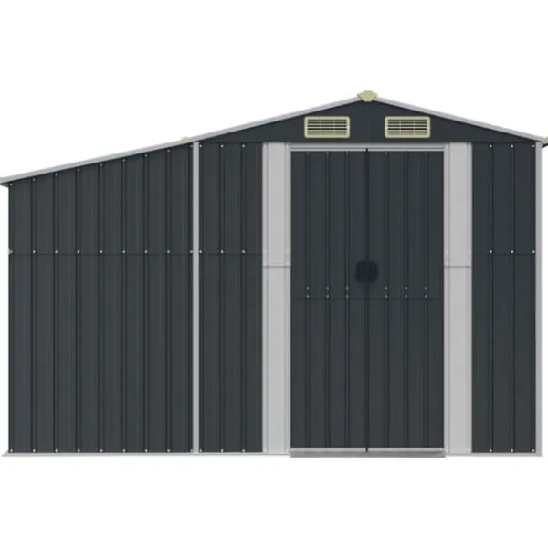 Skure, Garager & Carports^The Living Store haveskur 191x555x198 cm galvaniseret stål antracitgrå - Skure & Redskabsskure