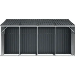 Skure, Garager & Carports^The Living Store haveskur 191x555x198 cm galvaniseret stål antracitgrå - Skure & Redskabsskure