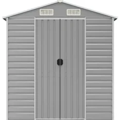 Skure, Garager & Carports^The Living Store haveskur 191x810x198 cm galvaniseret stål lysegrå - Skure & Redskabsskure