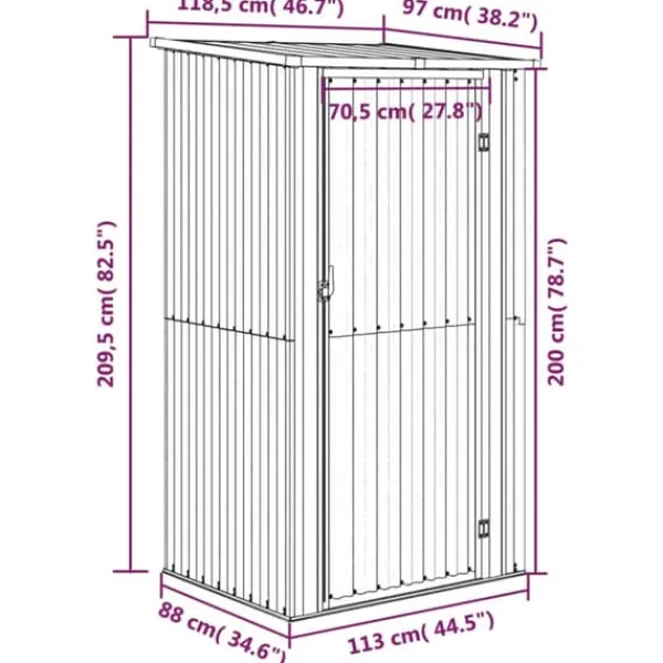 Online The Living Store haveskur 118,5x97x209,5 galvaniseret stål grøn - Skure & Redskabsskure Skure, Garager & Carports