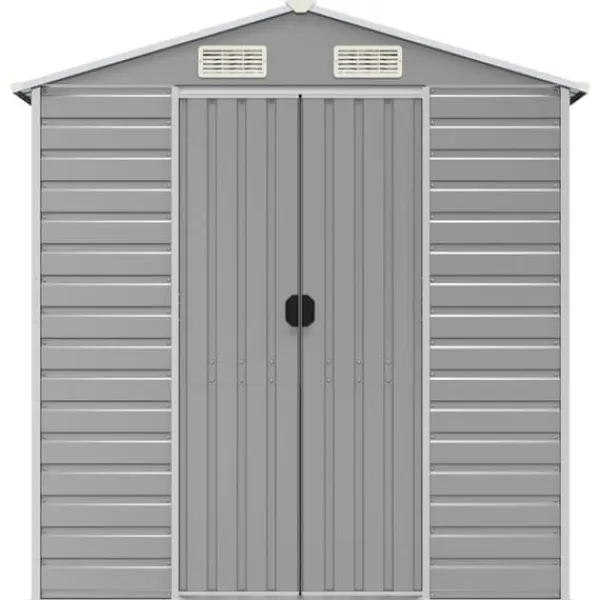 Skure, Garager & Carports^The Living Store haveskur 191x470x198 cm galvaniseret stål lysegrå - Skure & Redskabsskure