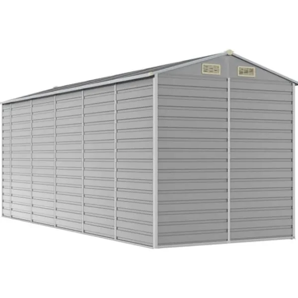 Skure, Garager & Carports^The Living Store haveskur 191x470x198 cm galvaniseret stål lysegrå - Skure & Redskabsskure