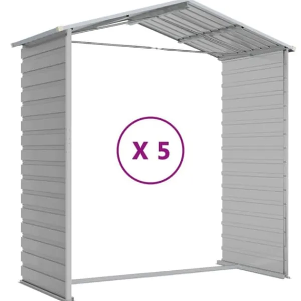 Skure, Garager & Carports^The Living Store haveskur 191x470x198 cm galvaniseret stål lysegrå - Skure & Redskabsskure